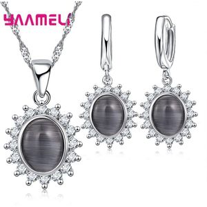 Arrivals 925 Sterling Zilveren Sieraden Mooie Bloem Hanger Ketting Oorbellen Sieraden Set Voor Vrouwen