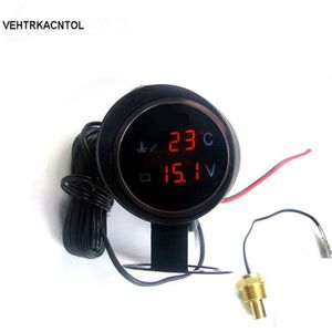 VEHTRKACNTOL 2 Funtions 12 v/24 v Auto Vrachtwagen Water Temperatuurmeter + Volt Voltage Gauge Meter Zonnekap