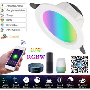 Wifi Smart Led Downlight Led Plafond Led Licht Lamp 9W Rgbw Smart Indoor Woonkamer Voice Control Voor Alexa/Google Thuis