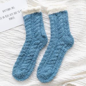 Vrouwen Voorraden Winter Coral Fleece Fluwelen Dikke Vloer Sokken Casual Indoor Jit Kleur Thermische Pluche Kous