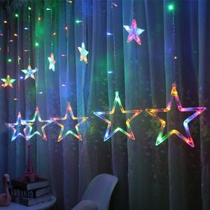 2.5M Led Star Gordijn String Lights Bruiloft Verjaardag Party Xmas Venster Fairy Guirlande Kerstboom Decoraties Voor Slaapkamer