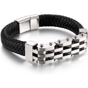 Vintage Handgemaakte Mannen Lederen Armband Voor Mannen Rvs Heren Armbanden Biker Sieraden Gratis Logo Naam Graveren Maken