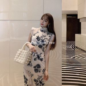 Chinese Jurk Vrouwen Avond Party Dress Gown Elegante Qipao Kant Cheongsam Chinese Stijl Afdrukken Bloem Trouwjurk