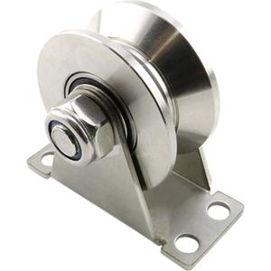 1-Pack V-Type Rvs Katrol Blok Mute Lagers Groef Glijden Roller Spoor Wiel