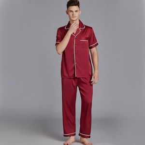 Pyjama Mannen Nachtkleding Zijde Rayon Mannen Nachtkleding Korte Mouwen Slaap Lounge Casual Mannelijke Nachtjapon Zachte Pyjama Set