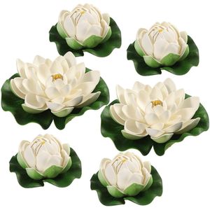 6Pcs Kunstmatige Drijvende Bloemen Lotus China Stijl Simulatie Chic Waterlelie Lotus Voor Decoratie Aquarium Vijver