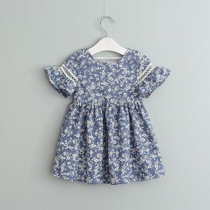 Zomer Jurk Meisje Print Hollw Out Baby Meisjes Jurk Casual Flare Mouwen Peuter Kinderen Kleding Katoen Prinses Kostuum