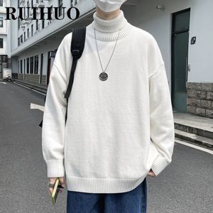 Ruihuo Witte Coltrui Trui Mannen Kleding Streetwear Koreaanse Mode Mannen Trui Harajuku 2XL 2022 Lente Nieuwkomers