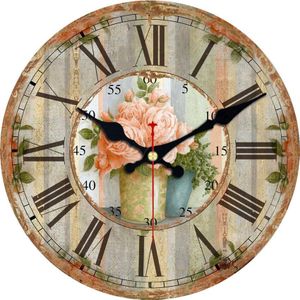 MEISTAR 9 Patronen Vintage Bloem Ronde Klok Stille Home Decor Studie Cafe Office Horloges Grote Art Wandklokken 6 inch