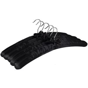 17 Inch Large Satin Padded Hangers,Silk Hangers for Wedding Dress Clothes,Coats,Suits,Blouse (Black,5 Pack)