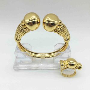 Reizen Party 'S Drie-Kleur Gouden Armband Voor Afrika Dubai Vrouwen Ring Collectie Zirconia Koperen Armband Bruiloft set