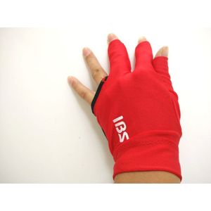 2 stks/partij IBS biljart pool snooker drie-vingers handschoenen rood/blauw/zwart stof half- vinger handschoenen biljart suppiles