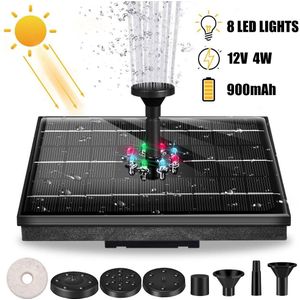 12V 4W Led Solar Fontein Pomp Waterdicht Duurzaam Water Fontein Met 8 Led Kleurrijke Verlichting Voor Vijver Zwemmen zwembad Decoratie