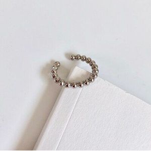 Aomu Japan Metal Silver Kleur Kralen Geometrische Twisted Open Ringen Voor Vrouwen Partij Sieraden