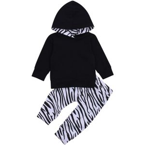 Pasgeboren Baby Jongens 2-Delige Outfit Set Lange Mouw Hoodie + Zebra-Streep Broek Set Voor Kinderen Baby jongens