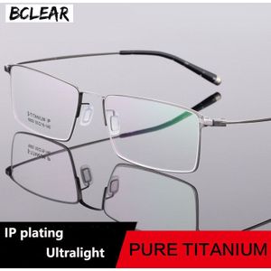 Bclear Klassieke Mannen Pure Titanium Volledige Velg Bril Frames Bijziendheid Optische Frame Ultralichte Slanke Brillen Frame Zwart Grijs kleur
