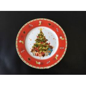 Keramische Kerstboom Rode Ronde Platen Gerechten Rundvlees Gerechten Dessert Fruit Snack Plaat Thuis Servies Decoratie