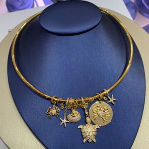 Umgodly Mode Goud Kleur Zeedieren Choker Ketting Met Charme Krab Schildpad Shell Ster Zirkoon Voor Vrouwen Sieraden