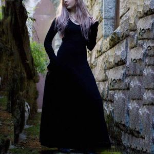 Victoriaanse Gothic Jurk Heks Cosplay Zwart Middeleeuwse Kostuum Lange Mouw Renaissance Paleis Vampire Pruik Haar Halloween Fancy
