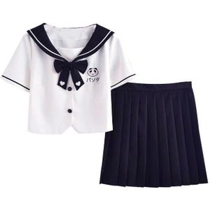 Japanse Jk Uniformen College Leuke Panda Borduren Korte Mouwen Tops Geplooide Rok Pak Vrouwelijke Zomer School Meisje Uniform