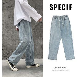 Mannen Lange Jeans Losse Casual Plus Size 4XL Elastische Taille Denim Mannelijke Casual Streetwear Straight Ulzzang Chic Koreaanse Stijl Leisure