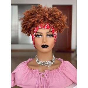 Braziliaanse Afro Krullend Hoofdband Pruik Synthetische Non Lace Pruik Voor Vrouwen Volledige Machine Gemaakt Synthetische Head Wrap Pruik