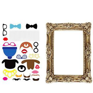 Grote Fotolijst + 24 Fun Photo Props Booth Bruiloft Decoratie Kip Doen Party Selfie Leuk Spel Foto Accessoires party Decor