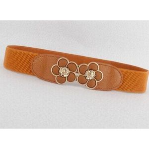 -Selling Bloem Buikband Mode Trendy Elastische Punk Acryl Gesp Gouden Brede Cumberbanden Taille Riem Vrouwen Beauty Band