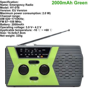 Solar Hand Crank Radio Am/Fm Emergency Radio Met Led Zaklamp 1200/2000/4000/5000Mah Power Bank Voor Mobiele Telefoon