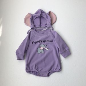 Herfst Baby Bodysuits Lange Mouwen Cartoon Print Baby Jumpsuit Met Hoed Jongens Meisjes Kleding Leuke Animal Print Baby set