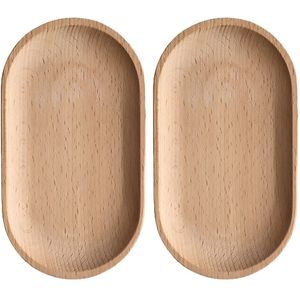 2 Stuks 18/23Cm Beukenhout Oval Lade Mini Dinne Plaat Huishoudelijke Servies Voor Home Shop