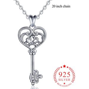 Eudora 925 Sterling Zilver Geluk Sleutel Hanger Ketting Sterling Zilveren Sieraden Voor Vrouwen Tiener Anniversary Party D93