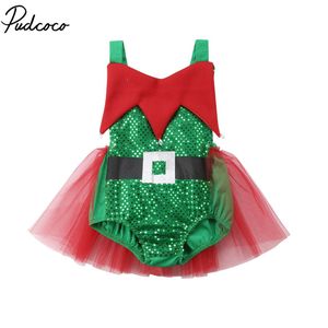 Gloednieuwe Kerst Romper Pasgeboren Kinderen Baby Meisjes Kant Tutu Jurk Romper Schalen Chiffon Kerstman Jumpsuit Outfit 0-3Y Kleding