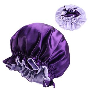 Soild Kleur Extra Grote Satijn Zijde Motorkap Slaap Cap Chemotherapie Douche Caps Premium Elastische Band Hoeden
