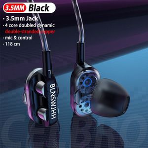 Quad-Core Bedrade Oortelefoon Dual Hoorn Hifi Stereo In-Ear Oortelefoon Met Microfoon Oordopjes Voor Xiaomi Black Shark redmi Voor Samsung