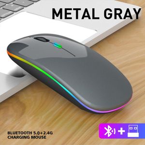 2.4G + Bluetooth 5.0 Draadloze Muis Optische Tracking Dual Mode Oplaadbare Rgb Muizen Knop Mute 1600Dpi Pc Mouse