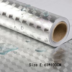 Keuken Muur Kachel Aluminiumfolie Olie-Proof Stickers Anti-Fouling Hoge Temperatuur Zelfklevende Croppable Behang
