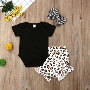 Leuke Pasgeboren Zomer Kleding Set Baby Meisjes Luipaard Print 2 Stuk Kleding Korte Mouw Pak Korte Broek Zomer Outfits