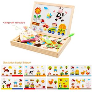 Onderwijs Magnetische Houten Puzzel Figuur Dieren Landbouw Tekentafel Box Kids Educatief Speelgoed Cadeau Voor Kinderen