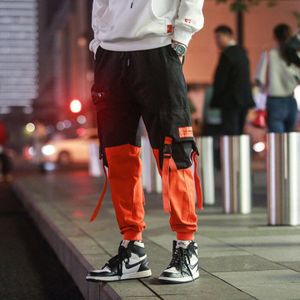 Mannen Losse Hip Hop Streetwear Koreaanse Pocket Harembroek Enkellange Broek Mannen Patchwork Toevallige Cargo Broek Joggingbroek