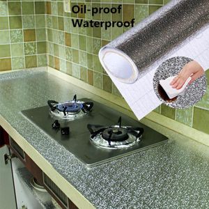40X100Cm Keuken Olie-Proof Waterdicht Stickers Aluminiumfolie Fornuis Kast Zelfklevende Muur Sticker Diy behang