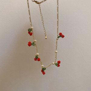 Kpop Mode Schattige Parel Ketting Kralen Retro Stijl Cherry Hangers Meisje Verklaring Chocker Ketting Vrouwen Sieraden