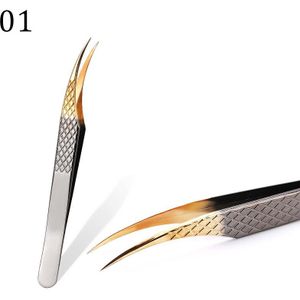 100% Gesloten Premium Zwart-Goud Wimpers Pincet Hand Anti-Slip 3D 6D Lashes Extensions Make gereedschap