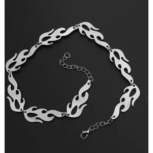 Y2K Ketting Streetwear Vlam Unisex Choker Goth Halloween Punk Style Gold Black Hanger Ketting Rock Chain Sieraden Accessoires