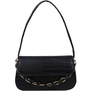 Retro Alligator Patroon Vrouwen Schoudertassen Pu Leer Casual Onderarm Tassen Bolsa Mujer Acryl Keten Zak Vrouwelijke Zak