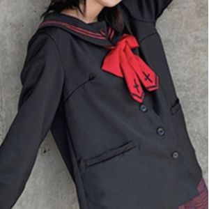 Oringal Dark Black Japanse Vrouwen Vintage Lolita Tops Sailor Kraag JK Uniform Vesten Button Retro Lolita Jas Straat Draagt