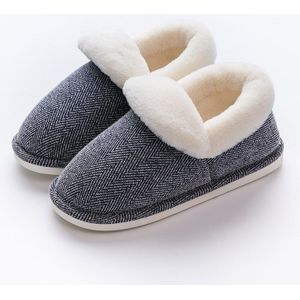 Tzldn Winter Warme Zachte Mannen Pluche Slippers Effen Kleur Streep Katoen Slippers Indoor Thuis Anti-Slip Schoenen maat 36-45