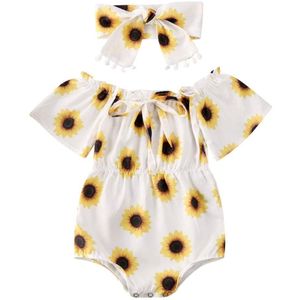 0-24M Pasgeboren Peuter Baby Baby Meisje Bloem Ananas Print Romper Jumpsuit Playsuit Hoofdband 2 Stuks Outfits Kleding