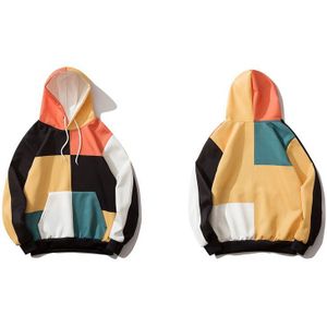 Gonthwid Kleur Blok Patchwork Dunne Hooded Sweatshirts Streetwear Heren Hip Hop Harajuku Casual Tops Jassen Uitloper Mannelijke