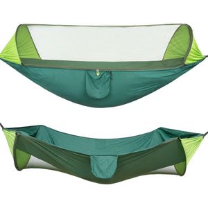 Hooru Camping Hangmat Dubbele Opknoping Mesh Layer Hangmat Met Klamboe Lichtgewicht Outdoor Draagbare Picknick Tuin Swing Bed
